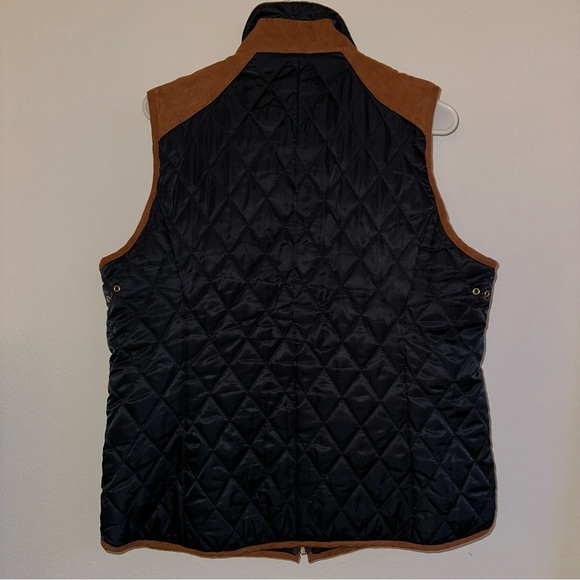 VINCE CAMUTO Navy Blue Quilted Faux Suede Full Zip Vest Jacket - Picture 3 of 6